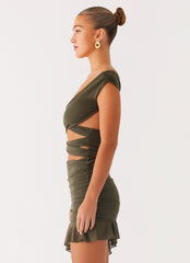 Ivy Whisper Mini Dress - Khaki